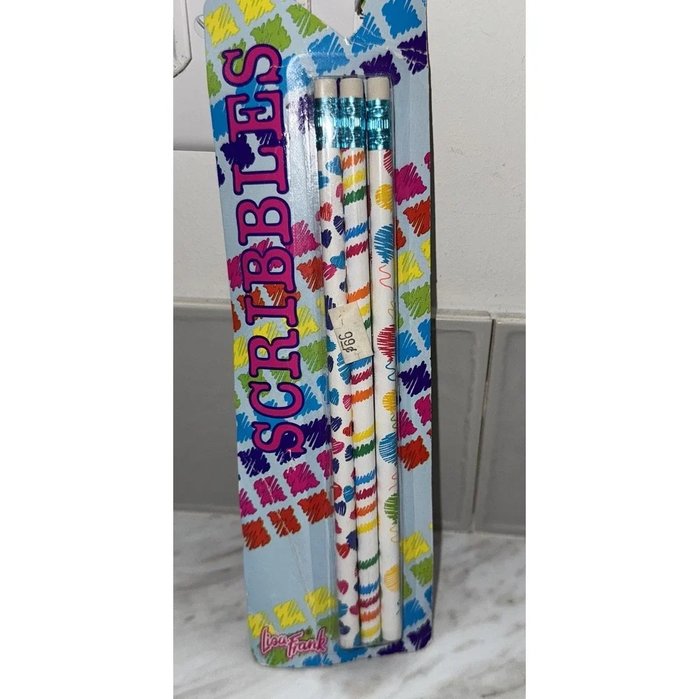Lisa Frank Scribbles Designer Pencil Collection Set Pack‎ Vintage 1989 Made USA